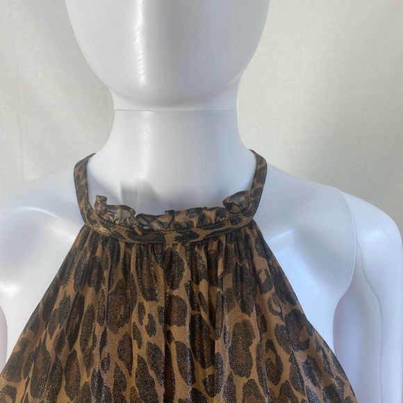 BCBG Max Azaria animal print/leopard printed smocked waisted halter dress - Picture 2 of 14